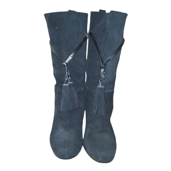 Very Volatile Suede Convertable Tassel Boots in Black Size 7 - Picture 3 of 11